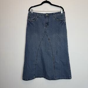 Vintage Cato y2k denim midi skirt studded embellishements sz 12 rocker grunge